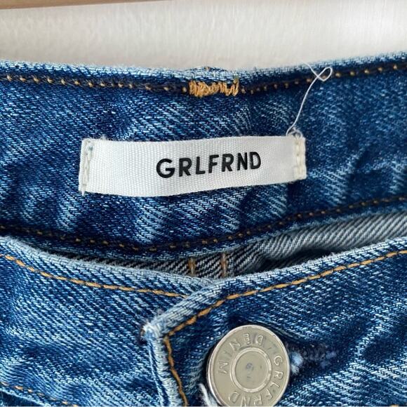 Grlfrnd Helena Crop Button Fly Jeans Raw Hem size 28 Designer High Rise - Picture 10 of 11